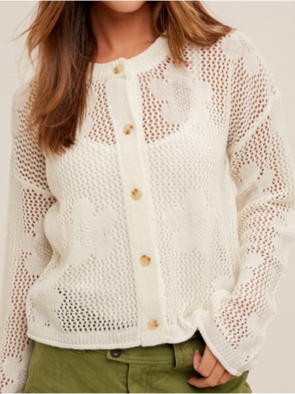 THREAD AND SUPPLY FLORAL CARDIGAN SWEATER